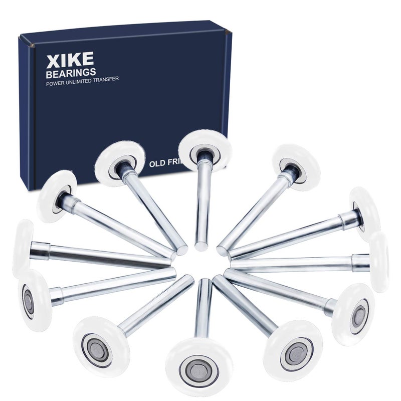 XiKe 12 Pack White 2" Nylon Garage Door Roller 4" Stem, Quiet/Durable and High Load, Use 6200-2RS Double Seals Precision Bearings. - Image 1